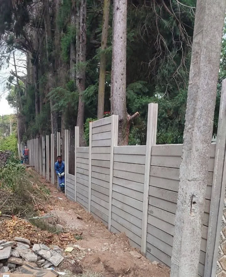 Precast wall installation among trees